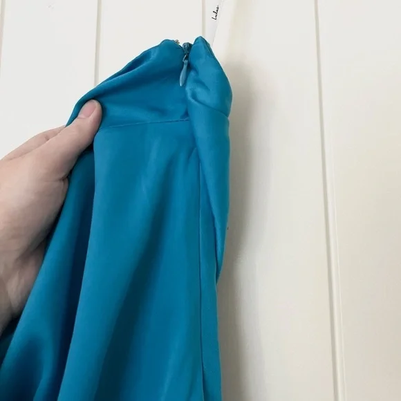 NWT Lulus Exquisite Excellence Turquoise Satin Strapless Maxi Dress - Picture 7 of 11